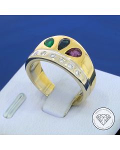 Brillant Edelstein Ring 585 / 14 Kt Gelb Wei&szlig; Gold