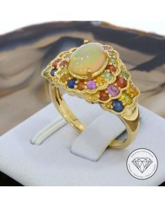 Opal Edelstein Damen Ring 585 / 14 Kt Gelb Gold