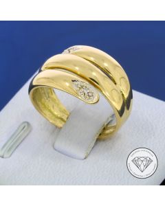 Diamant Ring 585 / 14 Kt Gelb- & Wei&szlig; Gold Gr. 50,5
