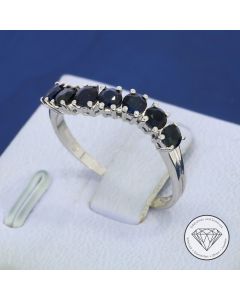 Saphir Ring 750 / 18 Kt Wei&szlig; Gold Gr. 52