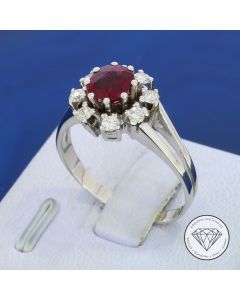 Brillant Rubin Ring 585 / 14 Kt 0,30 Carat Wei&szlig; Gold Gr. 58
