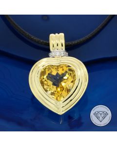 Brillant Citrin Herz Vario Anh&auml;nger 585 / 14 Kt Gold