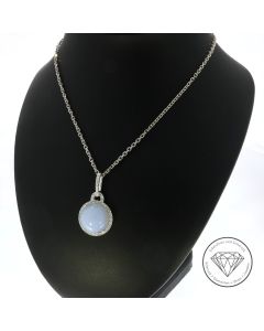 Brillant 0,45 Carat Mondstein Anh&auml;nger + Kette 585 Gold