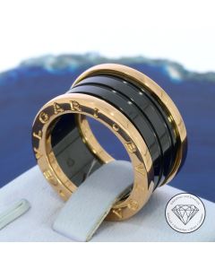 Original Bvlgari Bulgari B.zero1 Ring 750 / 18 Kt Ros&eacute; Gold Keramik Gr 53