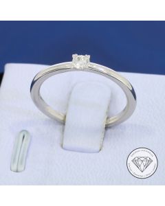 Original Bucherer Solit&auml;r Brillant Ring 585 / 14 Kt Wei&szlig; Gold