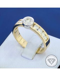 Brillant Ring 585 / 14 Kt Bicolor Gold 0,80 Carat Gr. 59 