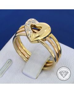 Brillant Herz Ring 750 / 18 Kt Tricolor Gold Gr. 55