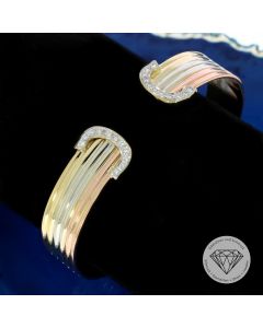 Brillant Armreif 585 / 14 Kt 0,50 Carat Gelb Ros&eacute; Wei&szlig; Gold 18,5 cm