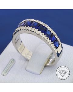 Brillant Saphir Ring 585 / 14 Kt 0,40 Carat Wei&szlig; Gold Gr. 59
