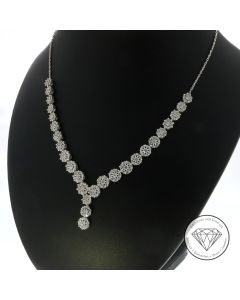 Collier Kette floral 750 / 18 Kt Wei&szlig; Gold 46 cm