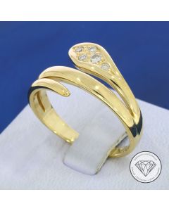 Original Quinn Schlangen Brillant Ring 585 / 14 Kt Gelb Gold