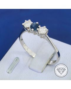 Brillant Saphir Ring 0,40 Carat 585 / 14 Kt Wei&szlig; Gold