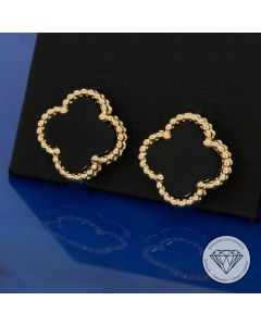 Kleeblatt Ohrringe 585 / 14 Kt Ros&eacute; Gold 12,2 mm
