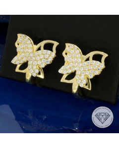 Schmetterling Ohrringe 585 / 14 Kt Gelb Gold 13,1 mm