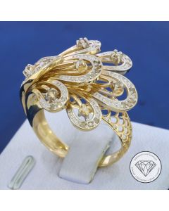 Diamant Ring 583 / 14 Kt Gelb Wei&szlig; Gold Gr. 58