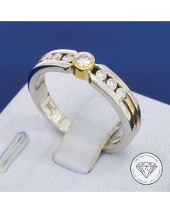 Brillant Ring 0,25 Carat 750 / 18 Kt Gelb Wei&szlig; Gold