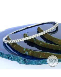 Tennis Brillant Armreif 3,00 Carat 585 / 14 Karat Wei&szlig; Gold 17,0 cm T0402