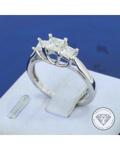 Damen Design Diamant Ring 585 / 14 Kt Wei&szlig; Gold