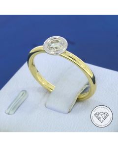 Solit&auml;r Brillant Ring 0,30 Carat 585 / 14 Kt Gelb Wei&szlig; Gold