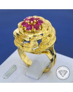 Rubin Ring 750 / 18 Karat Gelb Gold Handarbeit
