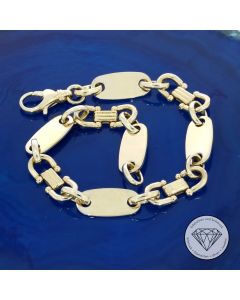 Steigb&uuml;gel Pl&auml;ttchen Armband 585 / 14 Kt Gelb Gold 21 cm