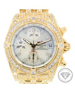 Original Breitling Chrono Cockpit H13358 Gold Brillanten Automatik Chronograph Uhr limitiert