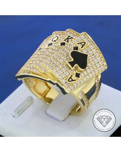 Poker Kartendeck Ring 585 / 14 Kt Gelb Gold