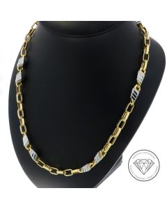Glieder Kette 585 / 14 Kt Gelb Wei&szlig; Gold 60 cm