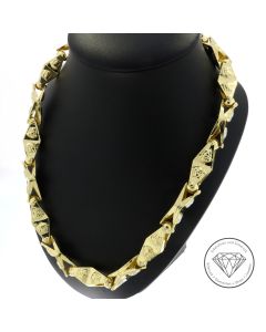 XL Medusa Kette 585 / 14 Kt Gelb Wei&szlig; Gold 68 cm