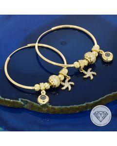 Creolen mit H&auml;ngeelementen 585 / 14 Kt Gelb Gold 48,0 mm