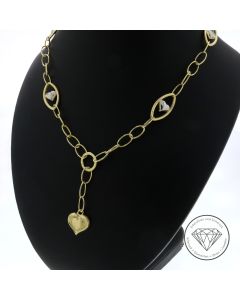Herz Collier Kette 585 / 14 Kt Gelb- & Wei&szlig; Gold 49,5 cm