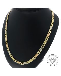Panzer Kette Variation flach 585 / 14 Kt Tricolor Gold 59,0 cm