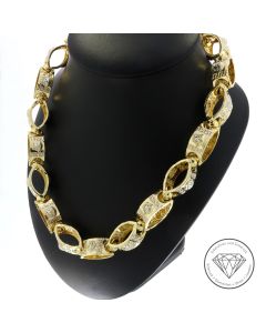 Greco Medusa Kette 585 / 14 Kt Gelb Wei&szlig; Gold 65,5 cm