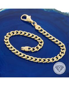 Flach Panzer Armband 585 / 14 Kt Gelb Gold 20,5 cm
