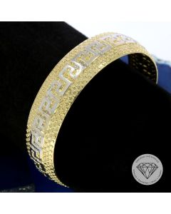 Greco Damen Armreif 585 / 14 Kt Gelb Wei&szlig; Gold 18 cm