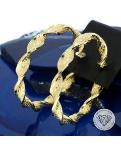 Greco Spiral Creolen Ohrringe 585 / 14 Kt Gelb Gold