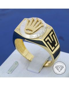 Kronen Siegel Ring 585 / 14 Kt Gelb Wei&szlig; Gold