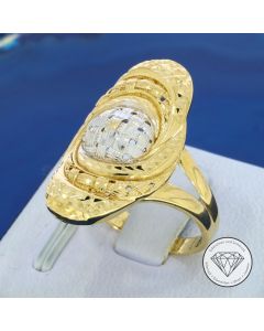 Bicolor Ring 585 / 14 Kt Gelb- & Wei&szlig; Gold