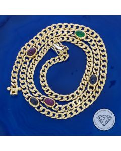 Edelstein Panzer Kette 585 / 14 Karat Gold