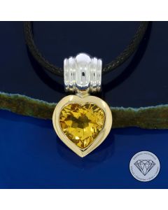 Citrin Herz Anh&auml;nger 585 Gold / 14 Karat