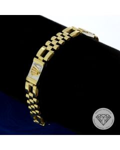 Kronen Armband 585 / 14 Kt Gelb- & Wei&szlig; Gold 20 cm