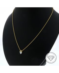 Fuchsschwanz Kette mit Brillant Anh&auml;nger 0,30 Carat 585 / 14 Kt Gelb Gold 45,5 cm