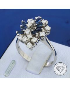 Brillant Saphir Ring 0,53 Carat floral 585 / 14 Karat Wei&szlig; Gold