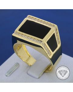 Onyx Siegel Ring 585 / 14 Kt Gelb Gold