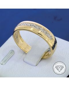 Diamant Ring 585 / 14 Kt Gelb Wei&szlig; Gold