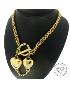 Saphir Herz Collier 585 / 14 Kt Gelb Gold 40,5 cm