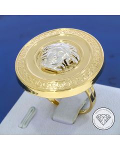 Greco Medusa Ring 585 / 14 Kt Gelb Wei&szlig; Gold