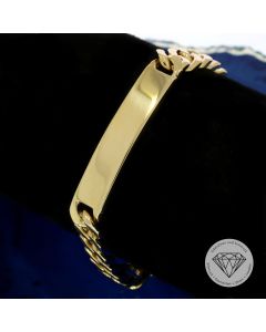 Panzer Armband mit Gravur-Feld 375 / 9 Kt Gelb Gold 21 cm
