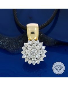 Brillant Bl&uuml;ten Anh&auml;nger 585 / 14 Kt Gelb Wei&szlig; Gold 0,60 Carat