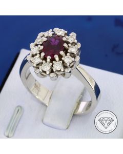Brillant Rubin Ring 0,50 Carat 585 / 14 Kt Wei&szlig; Gold